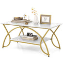 Giantex 2-Tier Rectangular Coffee Table Faux Marble Table with - Scratch & Dent