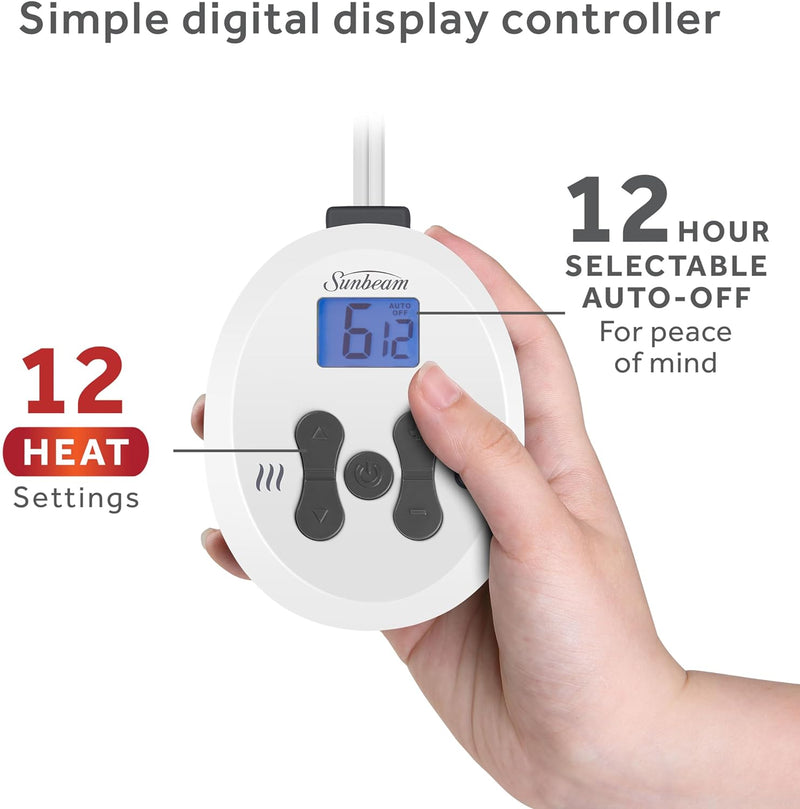 Sunbeam Restful Electric Heated Mattress Pad Queen Size 60" x 80" - White - Like New