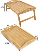 Greenco Bamboo Breakfast Tray Folding Legs Handles Bed Tray Table B07QV37FCX - Brand New