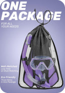 CAPAS SNORKEL MASK FINS SET - SIZE: WOMEN S - PURPLE - Like New