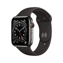 APPLE WATCH SERIES 6 GPS CELL 44MM GRAPHITE STAINLESS STEEL CASE BLACK BAND - Like New