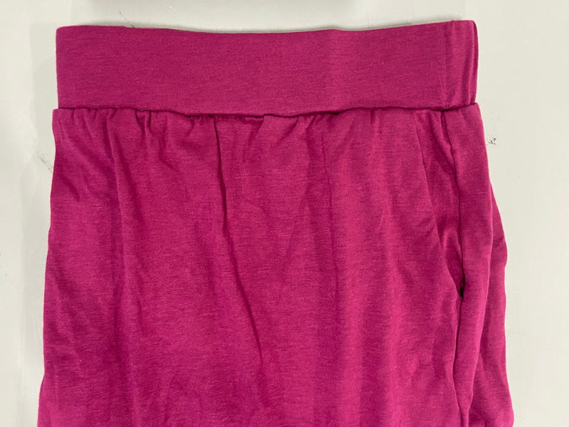 HUUEAY WOMEN'S PLUS SIZE CAPRI PANTS COTTON WIDE LEG CAPRIS - 2X-LARGE - MAROON - Brand New