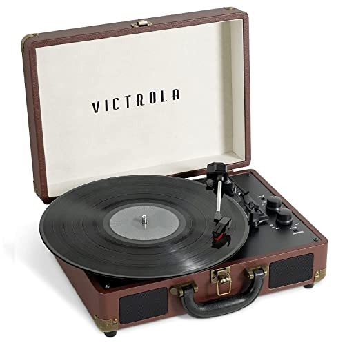 Victrola Bluetooth Suitcase Record Player 3 Speed VSC-550BT-DBR-SDF - Dark Brown - Like New