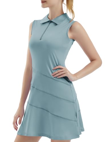 Women's Tennis Golf Dresses Zipper V-Neck Sport Activewear with Shorts - Brand New