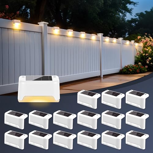SOPLEX SOLPEX SOLPEX SOLOLAR FENCE LIGHTS OUTDOOR 16 PACK - WHITE - Like New