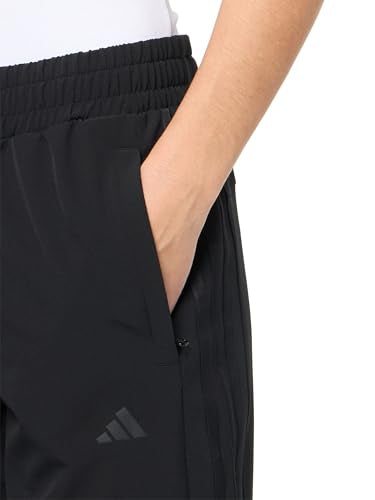 ADIDAS WOMEN'S PACER ALL GYM 3-STRIPES WOVEN MID-RISE PANTS BLACK SIZE L - Brand New
