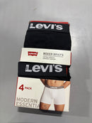 LEVI'S MEN SOLID BASIC BLACK BOXER 4P - SIZE: MEN XL - BLACK - Brand New