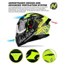 HAX HELMETS HAX FULL FACE MOTORCYCLE REAR WING- SIZE: S - IMPULSE DEVOUR YELLOW - Brand New