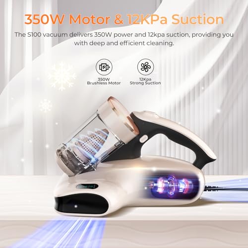 JIGOO Mattress Vacuum Cleaner 12Kpa, Handheld Vacuums for Dust - Pearly White - Like New