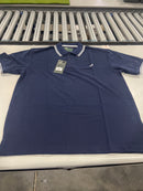 TIGER WOLF 3 BUTTON POLO SHIRT - SIZE: MEN L - NAVY WHITE - Brand New