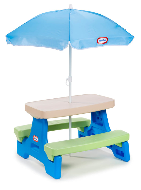 LITTLE TIKES EASY STORE JR. PLAY TABLE WITH UMBRELLA 629945M - BLUE/GREEN - Like New