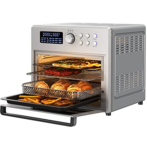 ROOMTEC 26 QT AIR FRYER TOASTER OVEN COMBO 21-IN-1 LARGE COUNTERTOP - SILVER - Like New