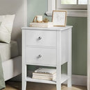 VASAGLE BAMBOO BEDSIDE TABLE WITH 2 STORAGE DRAWERS AND OPEN SHELF  - WHITE - Like New