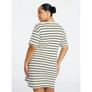 TERRA & SKY PLUS FRONT TWIST DRESS SHORT SLEEVE SIZE 4X - PAPYRUS BEIGE STRIPE - Brand New
