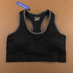 HEATHYOGA WOMEN'S RACERBACK COMPRESSION SPORTS BRA NWT - SIZE: L - BLACK - Like New