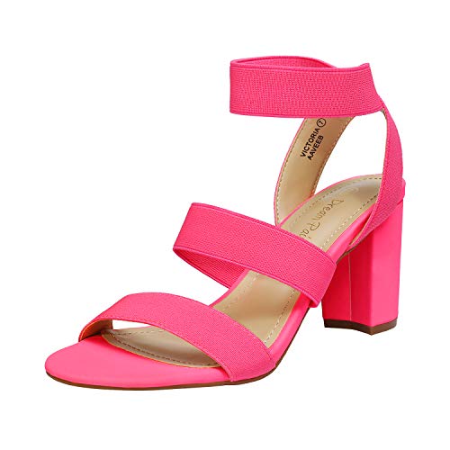 DREAM PAIRS WOMEN'S HIGH HEEL PUMP SANDALS SIZE WOMEN 9 NEON PINK - Like New