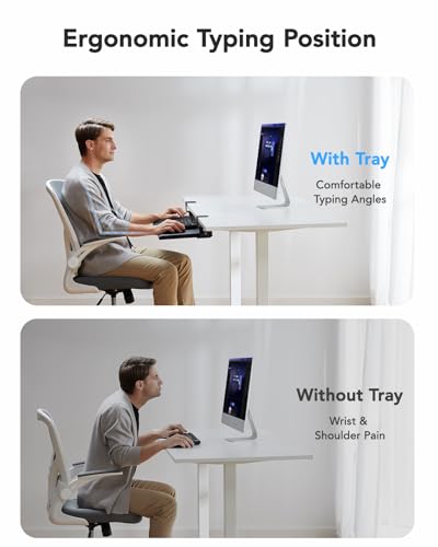 HUANUO KEYBOARD TRAY UNDER DESK PULL OUT KEYBOARD TRAY WITH C CLAMP MOUNT BLACK - Like New