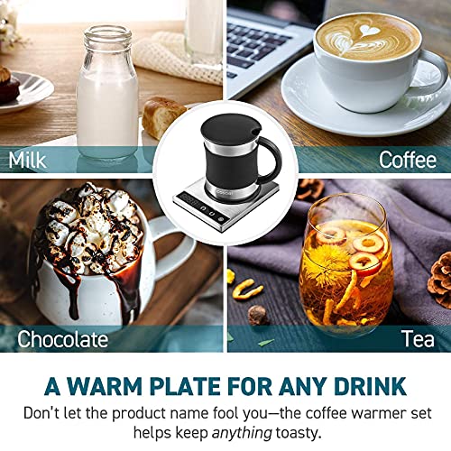COSORI COFFEE MUG WARMER MUG HEATER OFFICE CHRISTMAS GIFTS - SILVER/BLACK - Brand New