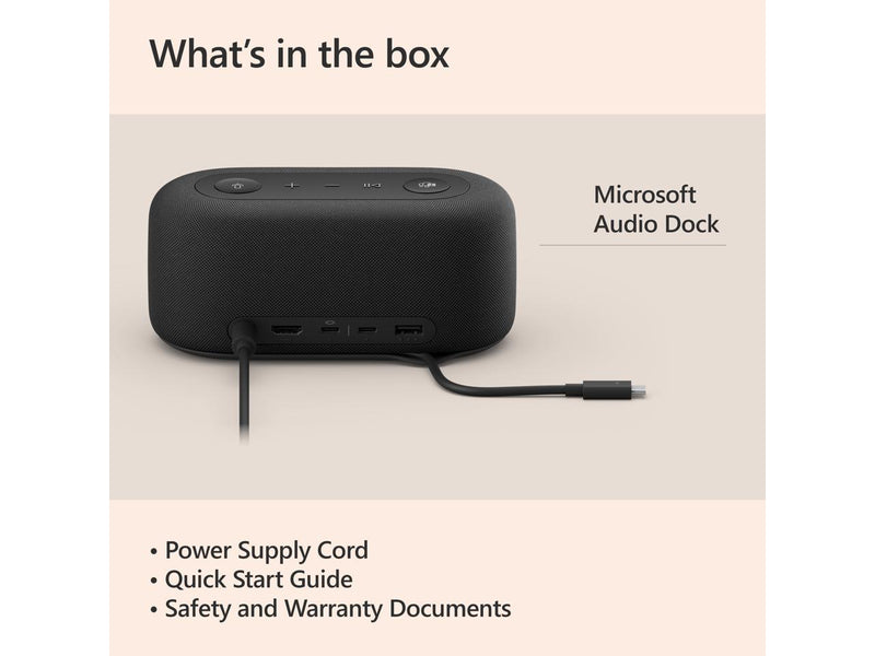 Microsoft Audio Dock - Teams Certified, USB-C Dock, HDMI 2.0, USB-A, USB-C x 2