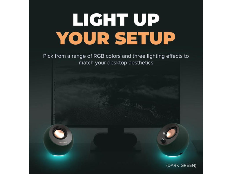 Creative Pebble Pro Minimalist 2.0 USB-C Speakers with Bluetooth, RGB Lighting -