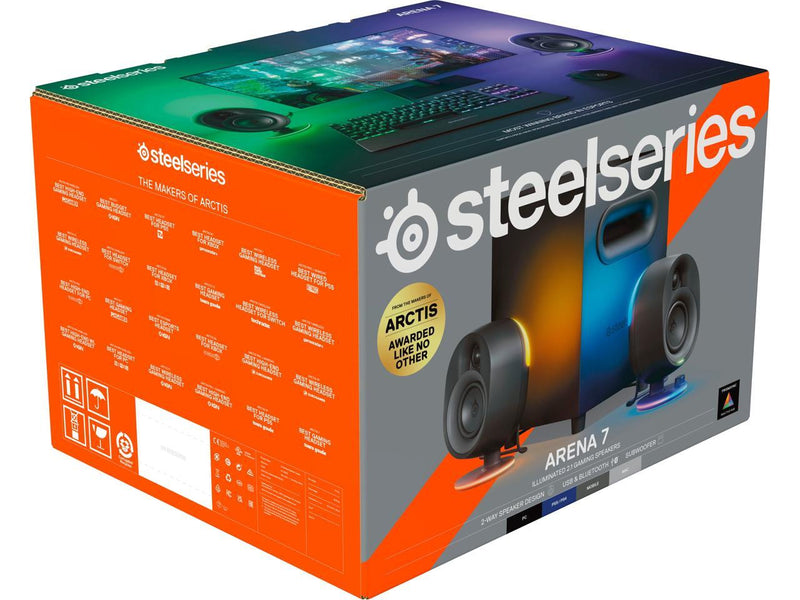 SteelSeries - Arena 7 2.1 Bluetooth Gaming Speakers with RGB Lighting (3 Piece)