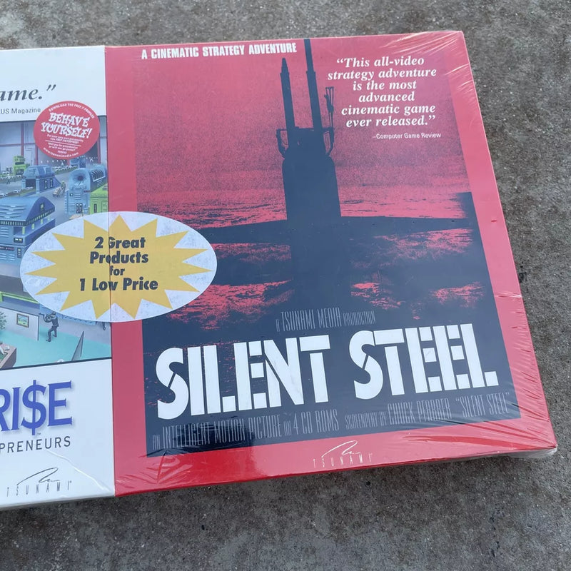 TSUNAMI MEDIA FREE ENTERPRISE & SILENT STEEL PC GAME BIG BOX RARE TSUNAMI 95-96 - Brand New
