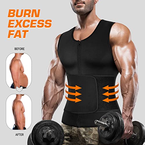Cimkiz Men's Waist Trainer Sauna Suit Shirt, Gym & Exercise Compression Vest - Like New