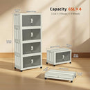 CETOMO 65L*4 PLASTIC FOLDABLE STORAGE BOXES WITH LID, FOLDING STORAGE CABINET - Like New