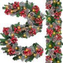 [ 2 Pack Timer 8 Modes 9 Ft 100 LED Prelit Christmas Garland Lights ] - Brand New