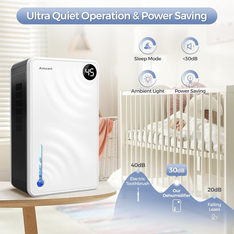 AMZART DEHUMIDIFIER, DEHUMIDIFIERS FOR HOME (1000 SQ.FT) 98 OZ DEHUMIDIFIER - Brand New