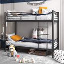 Noillats Metal Bunk Bed Twin Over Twin with Ladder, Safety Guard - Black - Like New