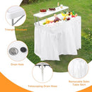 ALLPOP 2 TIERS FOLDING ICE COOLER TABLE WITH MATCHING SKIRT - WHITE - Brand New