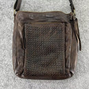 ESTALON CROSSBODY BAG PURSE TOTE LEATHER WOMENS WOVEN - BROWN - Like New