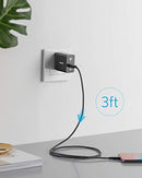 ANKER QUICK CHARGE 3.0 18W USB WALL CHARGER (2.0 USB-A TO USB-C CABLE) - BLACK - Like New