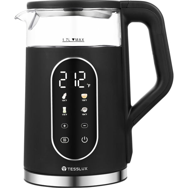 TESSLUX ELECTRIC KETTLE 1500W Kettle with Temperature Control 1.7L - BLACK - Like New