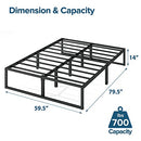 ZINUS LORELAI OLB-SMPB-14Q 14" METAL BED FRAME WITH STEEL SLAT HOLDER - BLACK - Like New