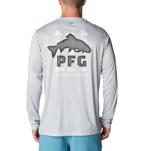 COLUMBIA MEN TERMINAL TACKLE PFG BAIT JUMPER LONG SLEEVE MEN L - GRAY/WHITE - Brand New
