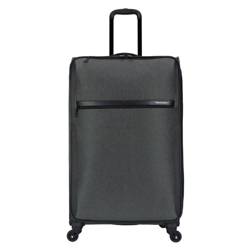 SKYLINE SOFTSIDE LARGE CHECKED SPINNER SUITCASE EXPANDABLE LUGGAGE - GRAY - Like New