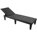 Sunnydaze 5-Position Outdoor Chaise Lounge Chair - Propylene, Wood-Look - Black - Like New
