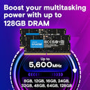 Crucial 32GB DDR5 RAM Kit (2x16GB), 5600MHz (or 5200MHz or 4800MHz) - Black - Brand New