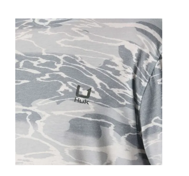 HUK KC PRINTED LEEWARD LONG SLEEVE CREW MEN'S TECH SHIRT SIZE: XL - HARBOR MIST - Brand New