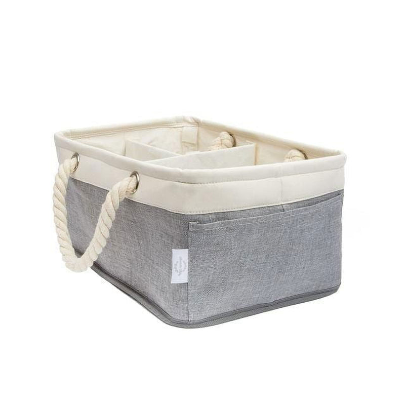 ARABELLA BABY SMALL CANVAS CADDY WITH ROPE HANDLES - WHITE/HEATHER GREY - Like New