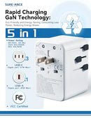 SUREANCE 67W UNIVERSAL TRAVEL ADAPTER WORLD TRAVEL PLUG ADAPTER SA-PQ67 - WHITE - Like New