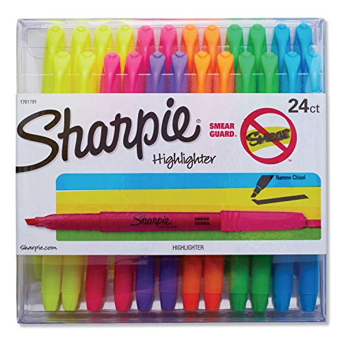 SHARPIE POCKET HIGHLIGHTER SET OFFICE AND CLASSROOM SUPPLIES 24 COUNT - ASSORTED - Brand New