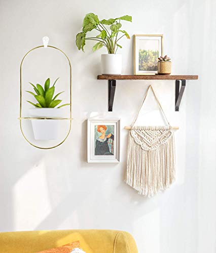 EASTYLE 3 SET HANGING WALL PLANTERS MODERN WALL DECOR CERAMIC - GOLD/BLACK - Like New