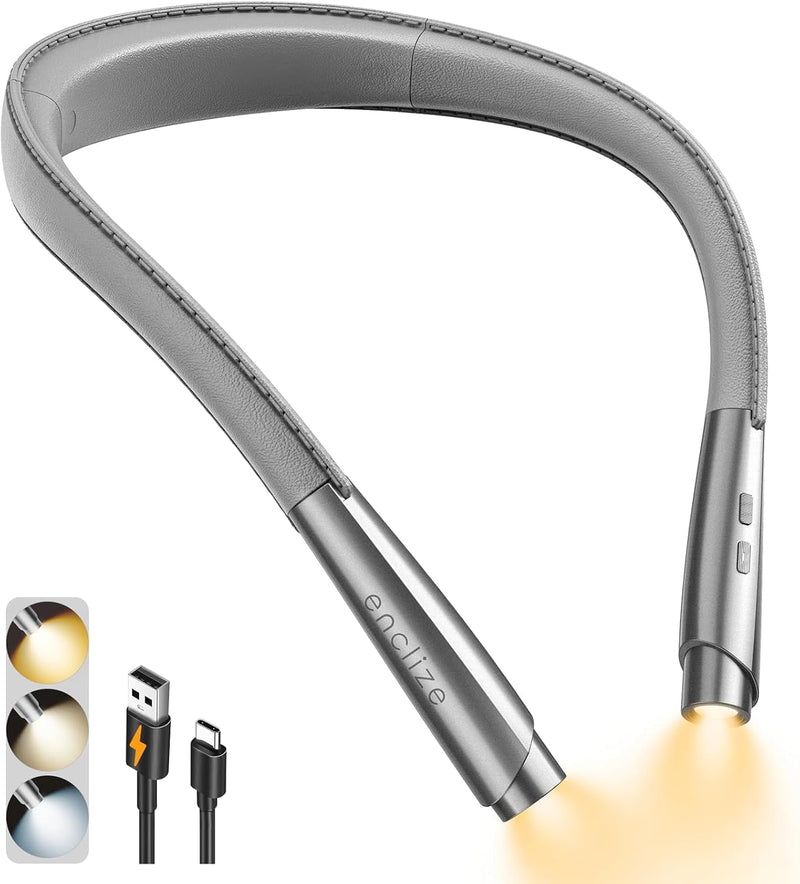 Enclize LED Neck Reading Light, 3 Colors, 9 Levels, Lightweight, SE-ES04 - Gray - Like New