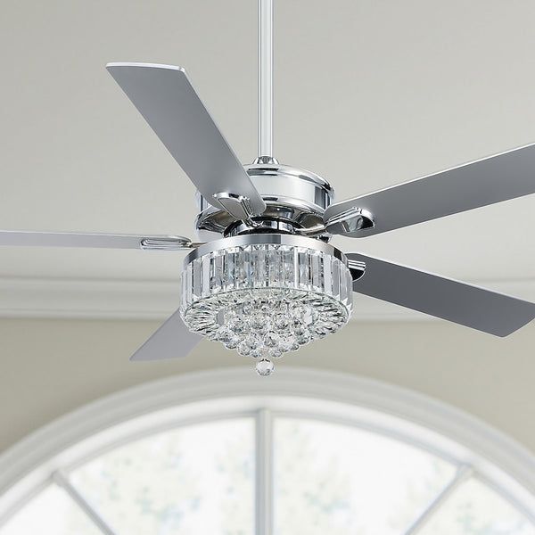 CO-Z 52-IN CHANDELIER CEILING FAN WITH LIGHT AND REMOTE ( 5 -BLADE ) - SILVER - Like New