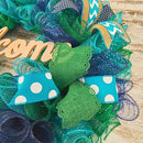 Ideas | Everyday Wreath | Mesh Door Wreath | Navy Blue Kelly Green Turquoise P3 - Like New