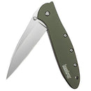 KERSHAW POCKET KNIFE, 3 INCH FOLDING BLADE, MADE IN THE USA - LEEK-OLIVE - Like New