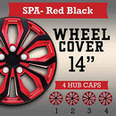 SUMEX Set 4 Hubcaps 14" Wheel Cover Spa Red Black ABS EASY to Install Universal - Brand New